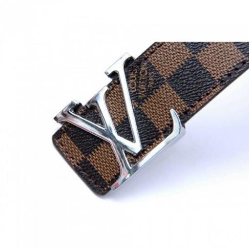 LOUIS VUITTON DAMIER BROWN BELT WITH SILVER BUCKLE
